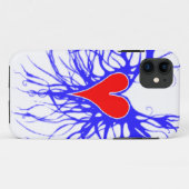 Coques Case-Mate iPhone Coeur rouge sur arrière - plan bleu (Dos (Horizontal))
