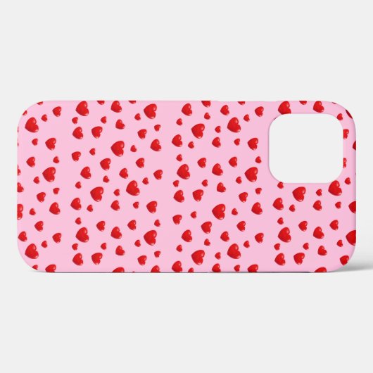 Coques Case-Mate iPhone coeur rouge sur rose (Verso (horizontal))