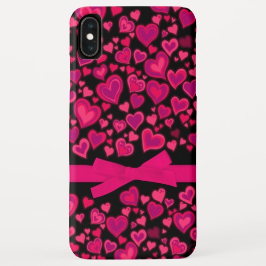 Coques Case-Mate iPhone Coeur ruban rouge rose chaud et noir (Dos)