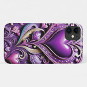 Coques Case-Mate iPhone Coeur violet romantique moderne (Dos (Horizontal))