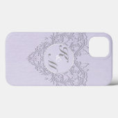 Coques Case-Mate iPhone CoeurChic Lavender lin Damask coeur (Verso (horizontal))