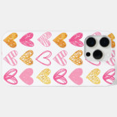 Coques Case-Mate iPhone Coeurs à écriture rose et or (Verso (horizontal))