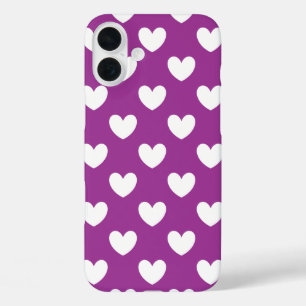 iPhone 16 Plus Case Cœurs à pois blancs sur fleur de cactus violet pou