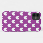 Coques Case-Mate iPhone Cœurs à pois blancs sur violet (Dos (Horizontal))