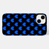 Coques Case-Mate iPhone Cœurs à pois bleus sur fond noir (Verso (horizontal))