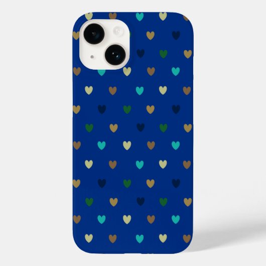 Coques Case-Mate iPhone Cœurs à pois de teintes bleu paon (Verso)