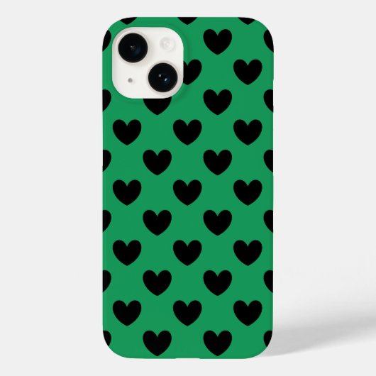 Coques Case-Mate iPhone Cœurs à pois noirs sur vert Kelly (Verso)