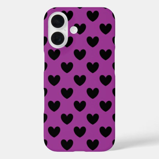 Coques Case-Mate iPhone Cœurs à pois noirs sur violet (Verso)