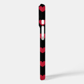 Coques Case-Mate iPhone Cœurs à pois rouges sur fond noir (Verso / Gauche)