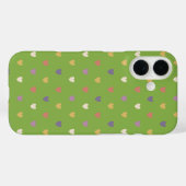 Coques Case-Mate iPhone Cœurs à pois sur fond de verdure verte (Verso (horizontal))