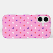 Coques Case-Mate iPhone Cœurs à pois sur fond rose (Verso (horizontal))