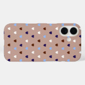 Coques Case-Mate iPhone Cœurs à pois sur marron clair (Verso (horizontal))