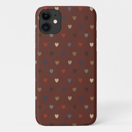 Coques Case-Mate iPhone Cœurs à pois sur marron kilim (Dos)