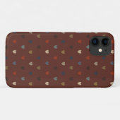 Coques Case-Mate iPhone Cœurs à pois sur marron kilim (Dos (Horizontal))