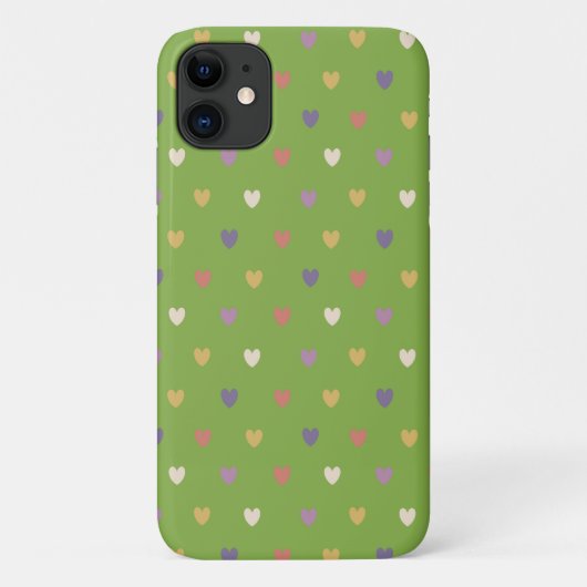 Coques Case-Mate iPhone Cœurs à pois sur verdure verte (Dos)