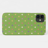 Coques Case-Mate iPhone Cœurs à pois sur verdure verte (Dos (Horizontal))