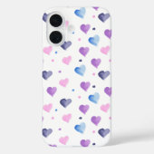 Coques Case-Mate iPhone Coeurs Aquarelle Motif rose Bleu pourpre (Verso)