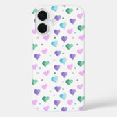 Coques Case-Mate iPhone Coeurs Aquarelle Motif Vert Bleu Rose violet (Verso)