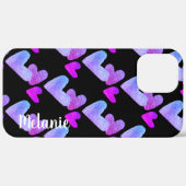 Coques Case-Mate iPhone Cœurs Aquarelle Violet Rose Monogramme Gras (Retour (horizontal))