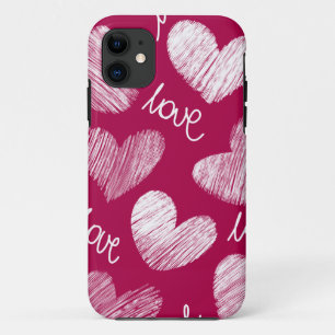 Etui iPhone Case-Mate Coeurs blancs avec script d'amour rouge mignon