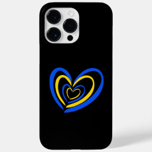 Coque Pour Pour iPhone 14 Pro Max Coeurs bleu et jaune Ukraine Inspiré minimaliste
