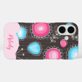 Coques Case-Mate iPhone Coeurs bleu rose blanc et nom floral des fleurs (Verso (horizontal))