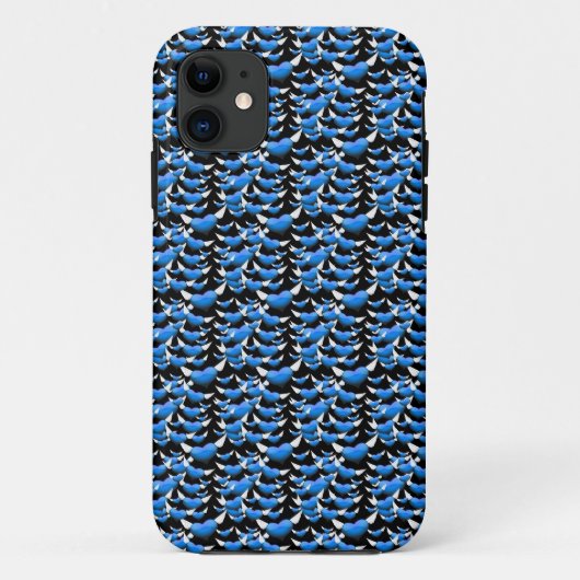Coques Case-Mate iPhone Coeurs bleus avec ailes en noir (Dos)