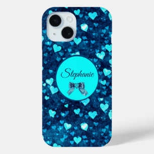 Coque Pour iPhone 15 Cœurs Bleus Vifs