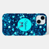 Coques Case-Mate iPhone Coeurs bleus vifs (Verso (horizontal))