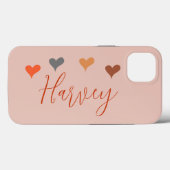 Coques Case-Mate iPhone Coeurs Boho avec nom personnalisé (Verso (horizontal))