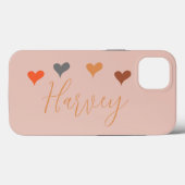 Coques Case-Mate iPhone Coeurs Boho avec nom personnalisé (Verso (horizontal))