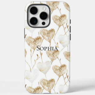 Coques iPhone 16 Pro Max Coeurs Boho de crème Brown