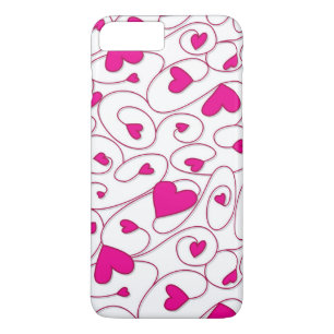 Coque iPhone 8 Plus/7 Plus Coeurs bouclés rose et blanc