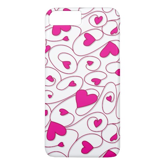 Coques Case-Mate iPhone Coeurs bouclés rose et blanc (Dos)