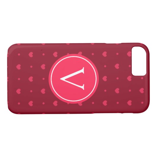 Coques Case-Mate iPhone Coeurs chauds rouges Monogrammes (Dos (Horizontal))