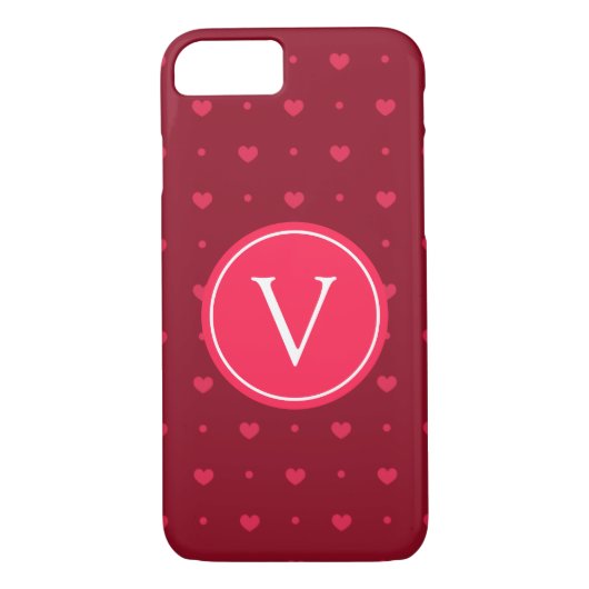Coques Case-Mate iPhone Coeurs chauds rouges Monogrammes (Dos)