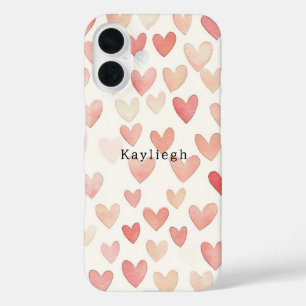 Coques iPhone 16 Cœurs Crème Rose