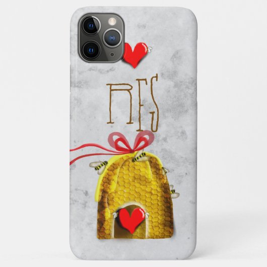 COQUES Case-Mate iPhone CŒURS D'ABEILLE MONOGRAMME (Dos)