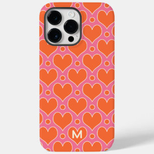 Coque Pour Pour iPhone 14 Pro Max Coeurs d'amour et motif Pois en rose, orange