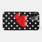 Coques Case-Mate iPhone Cœurs d'amour motif pois monogramme (Dos (Horizontal))