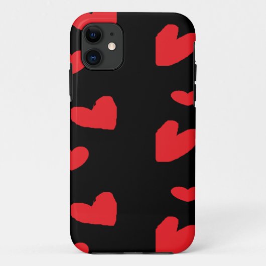 Coques Case-Mate iPhone Coeurs d'amour rouges sur noir (Dos)
