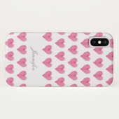 Coques Case-Mate iPhone Coeurs d'aquarelle avec le cas nommé (Dos (Horizontal))