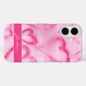 Coques Case-Mate iPhone Coeurs d'aquarelle rose Abstrait avec nom Girly (Verso (horizontal))