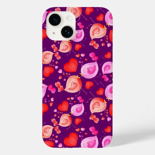 Coques Case-Mate iPhone Coeurs d'art Inséparables rose violet rouge (Verso)