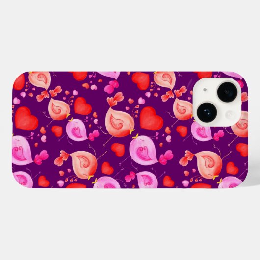 Coques Case-Mate iPhone Coeurs d'art Inséparables rose violet rouge (Verso (horizontal))
