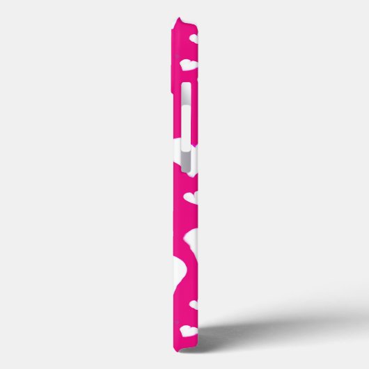 Coques Case-Mate iPhone Coeurs de balaie blanche sur Fuchsia rose (Verso / Gauche)