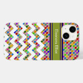 Coques Case-Mate iPhone Cœurs de couleur monogrammés & chevron (Verso (horizontal))