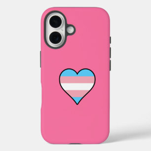 Coques iPhone 16 Coeurs de fierté transgenre
