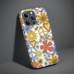 Coque Pour iPhone 14 Coeurs de fleurs hippies Super rétro<br><div class="desc">Retro Super Hippie Fleurs Coeurs iPhone Smart Phone Case dispose d'un motif rétro super de fleurs,  coeur d'amour romantique et signes de paix. Parfait comme cadeau pour Noël,  anniversaire,  fête des mères,  meilleurs amis et plus encore. Conçu par © Evco Studio www.zazzle.com/store/evcostudio</div>