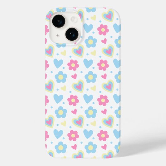 Coques Case-Mate iPhone Coeurs de fleurs rétro Motif Y2K (Verso)